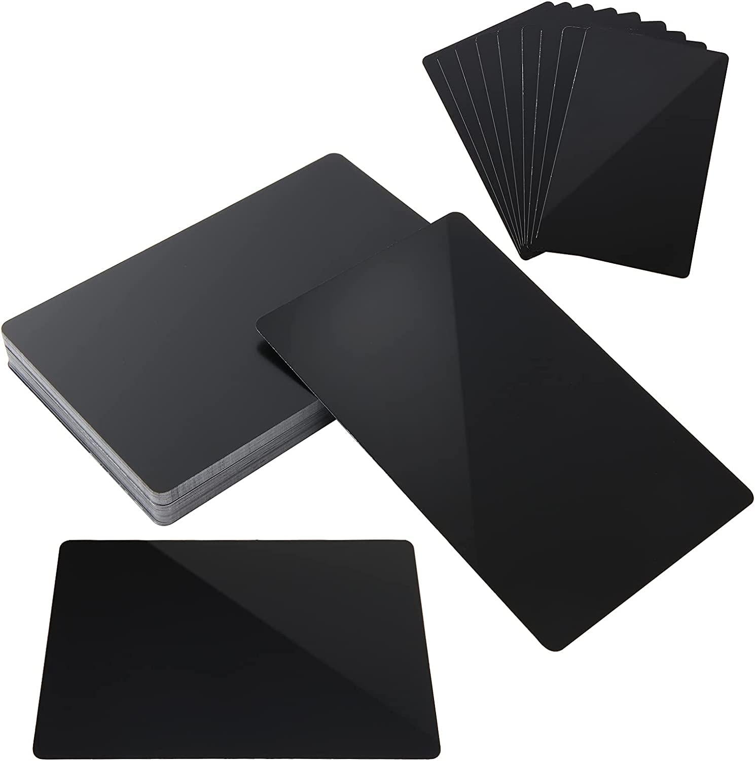100pcs Noir Alliage d'aluminium Carte Gravure Métal Business