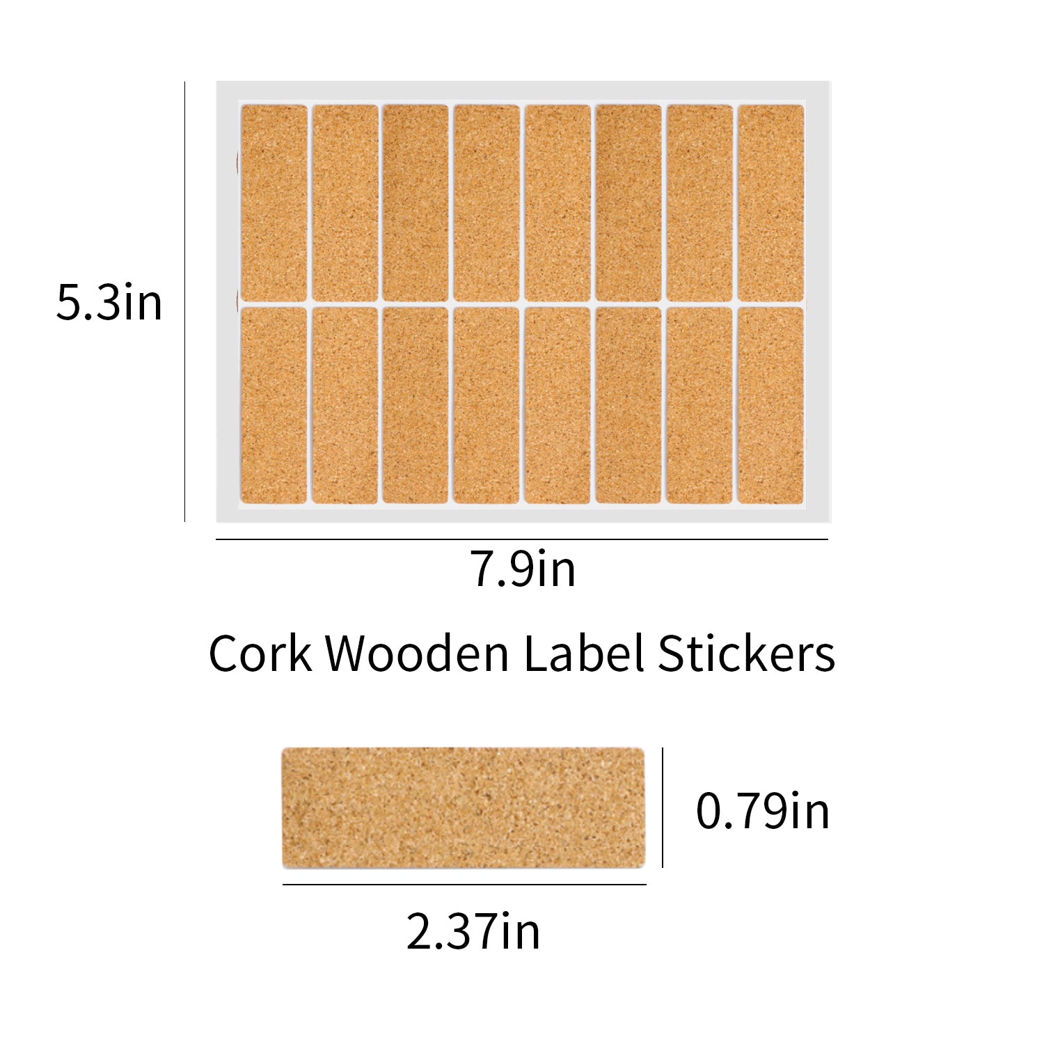 DIY Cork Wooden Label Stickers Square Size