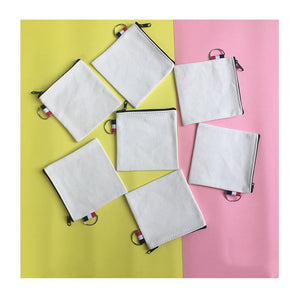 DIY Craft Bags: White Color Canvas Small Zipper Purses Pouches